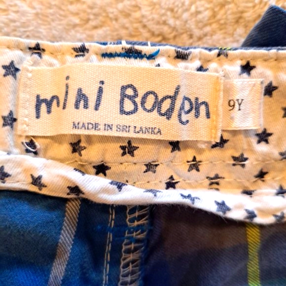 Mini Boden Blue Plaid Cargo Shorts Size 9 - Picture 3 of 5